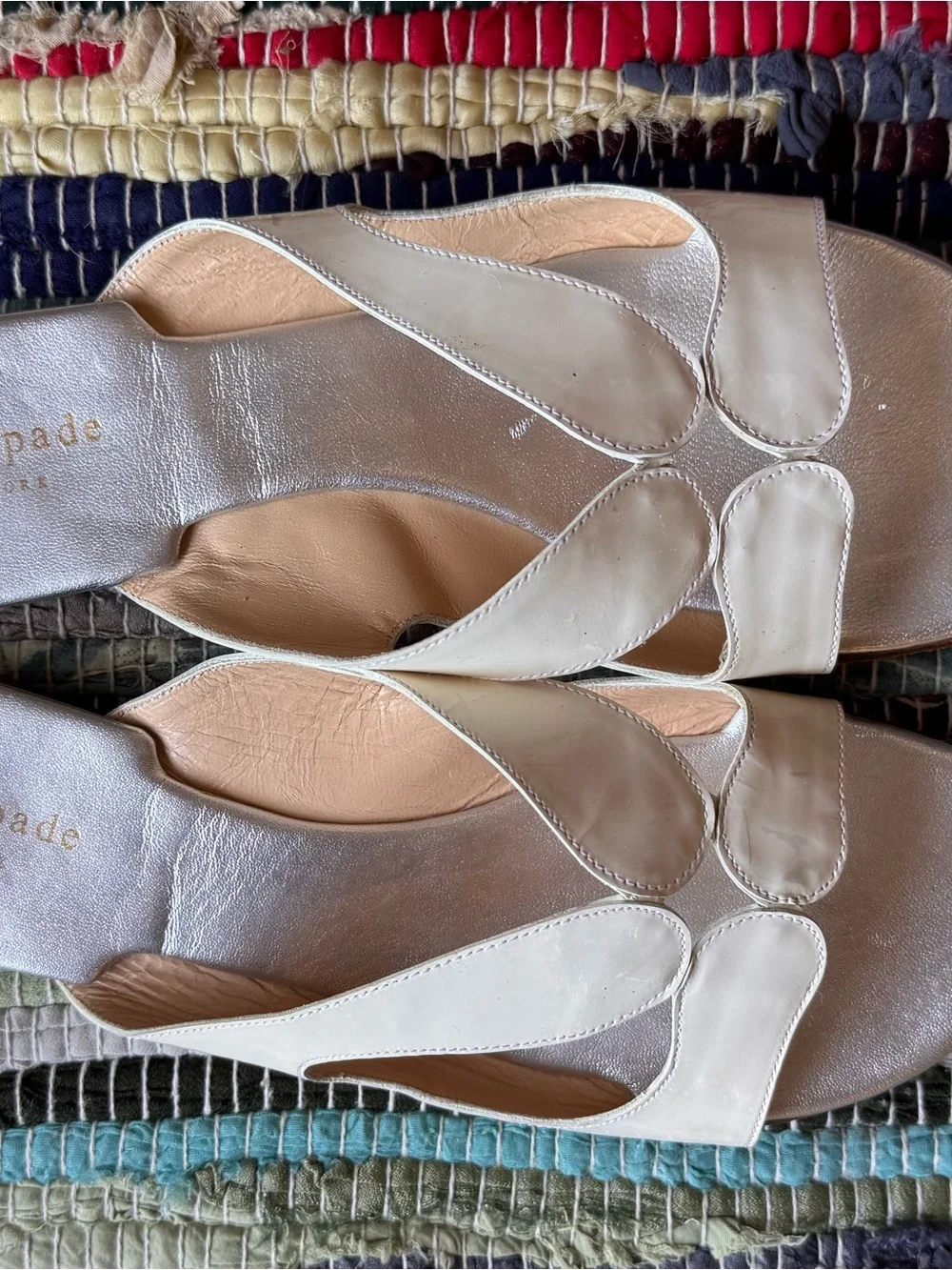 kate spade Cream Patent Leather Slide Sandals